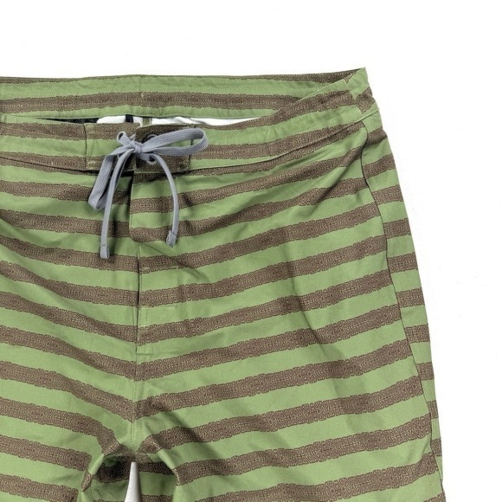 Mens PrAna Board Shorts Swim Trunks Green Brown Striped Sz 36 Surf Beach - Picture 4 of 9